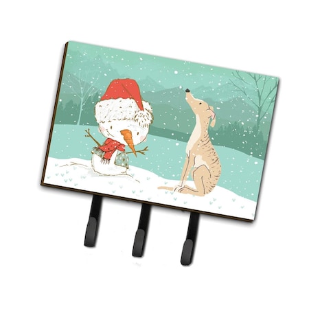 Jensendistributionservices Brindle Greyhound Snowman Christmas Leash or Key Holder MI2102596